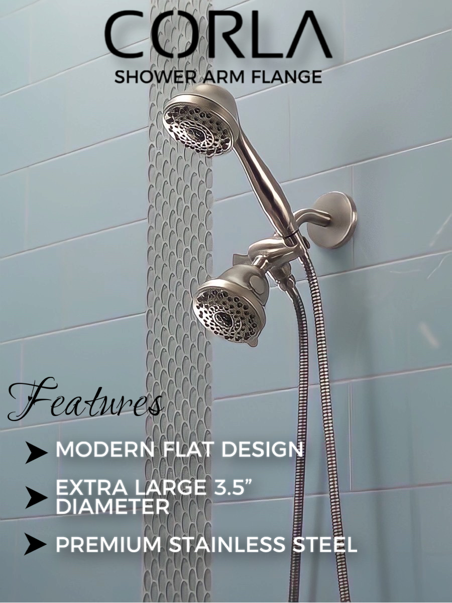 Modern Shower Arm Flange 3.5” Extra Large Universal Escutcheon Replacement Plate