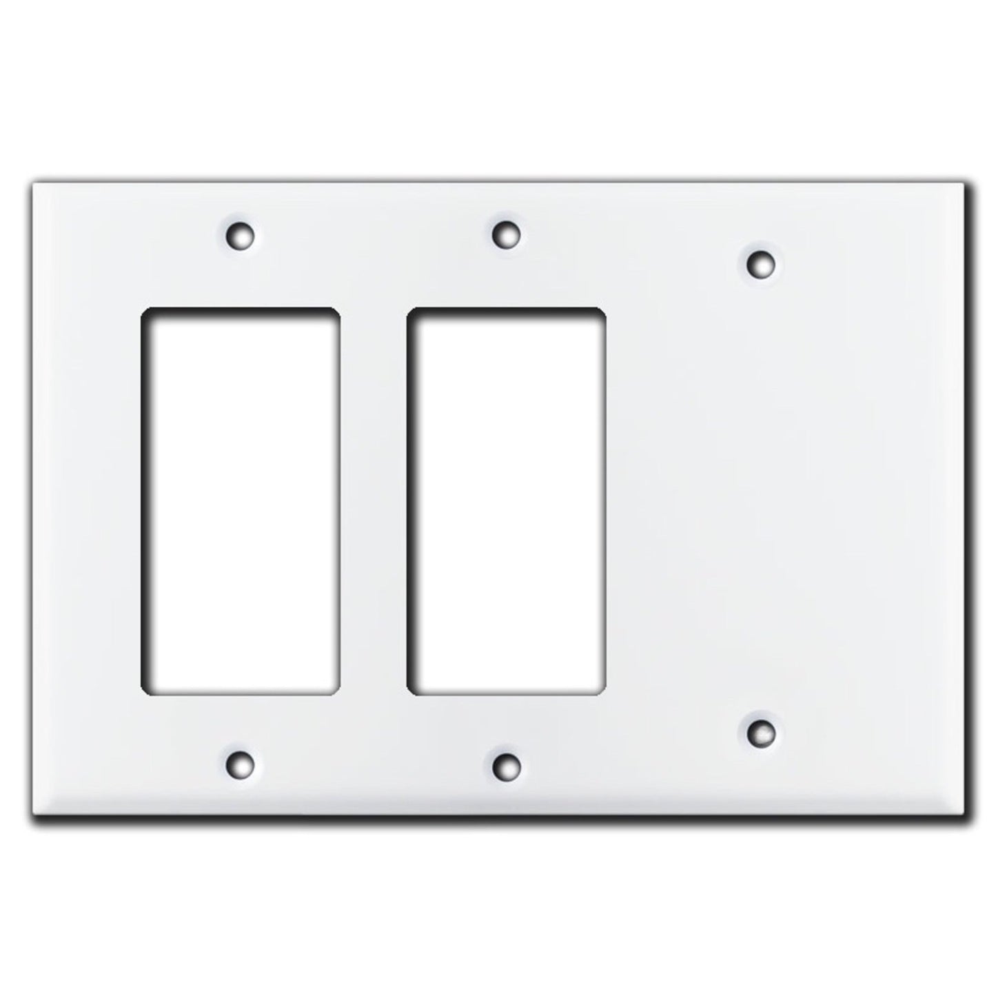 Corla Metal Switch Plate Triple Gang With Blank Outlet Light Cover 3 Gang 1 or 2 Blanks Center White Rocker Decorative Smooth Large Size for GFCI Receptacle