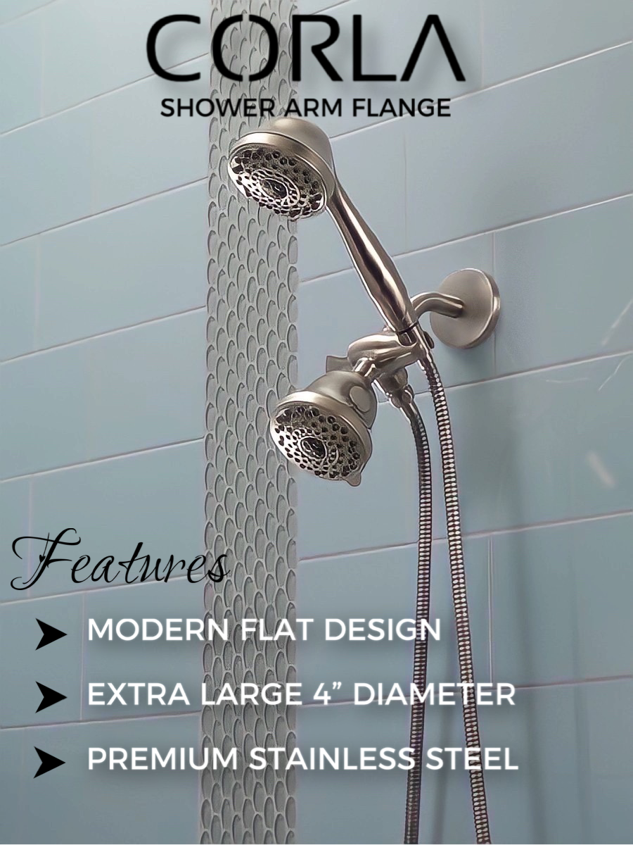 Corla 4" Modern Oversized Shower Arm Flange | Universal Replacement Escutcheon Cover Plate