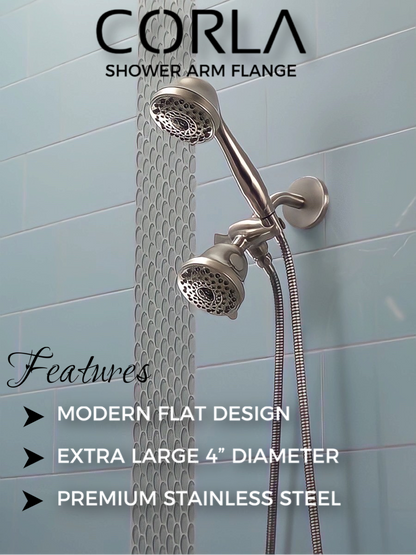Corla 4" Modern Oversized Shower Arm Flange | Universal Replacement Escutcheon Cover Plate