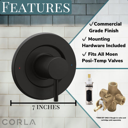 Posi Temp Shower Trim Replacement for Moen Align Pressure-Balancing Modern One Handle Lever Kit