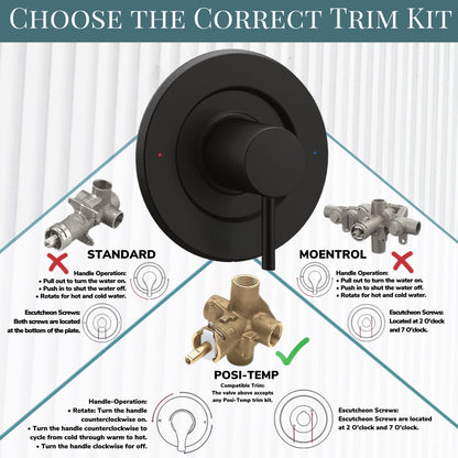 Posi Temp Shower Trim Replacement for Moen Align Pressure-Balancing Modern One Handle Lever Kit