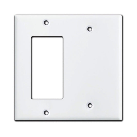 Metal Switch Plate Blank Outlet Light Cover Single and Double Gang White Rocker Decorative Smooth Large Size for GFCI Receptacle