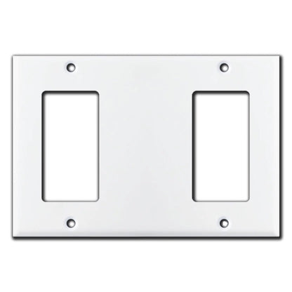Corla Metal Switch Plate Triple Gang With Blank Outlet Light Cover 3 Gang 1 or 2 Blanks Center White Rocker Decorative Smooth Large Size for GFCI Receptacle