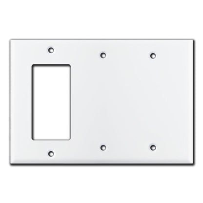 Corla Metal Switch Plate Triple Gang With Blank Outlet Light Cover 3 Gang 1 or 2 Blanks Center White Rocker Decorative Smooth Large Size for GFCI Receptacle