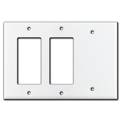 Corla Metal Switch Plate Triple Gang With Blank Outlet Light Cover 3 Gang 1 or 2 Blanks Center White Rocker Decorative Smooth Large Size for GFCI Receptacle