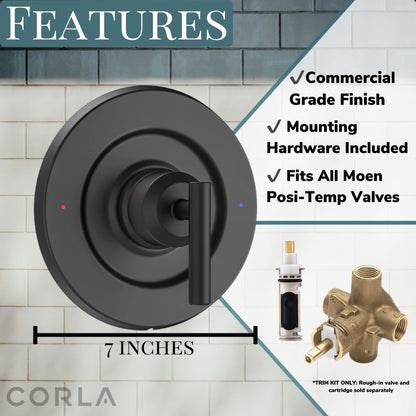 Posi Temp Shower Trim Replacement for Moen Gibson Pressure-Balancing Modern One Handle Lever Kit