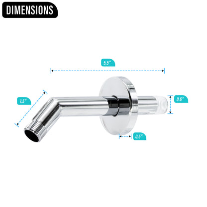 Corla Modern 7" Square Shape Shower Arm With Gasket Flange | Wall Mounted Stainless Steel Top Head Extension Replacement